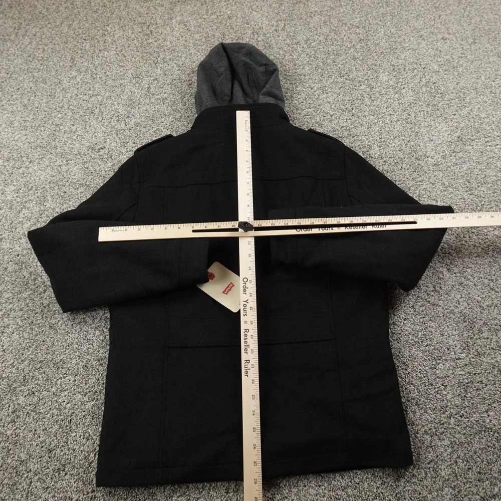 NEW Levis Jacket Mens S Black Wool‎ Hooded Trucker Quilted Lined Work Chore Coat